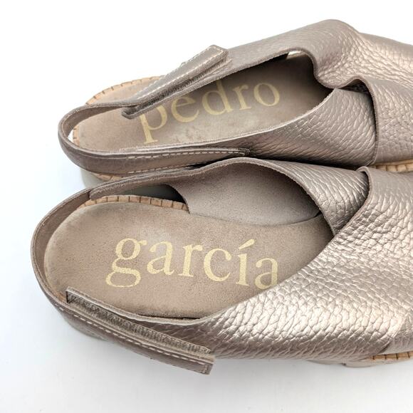 Pedro Garcia Reme Platform Sandal Crisscross Strap Gold Metallic Size US7 EU37.5 - Picture 7 of 12